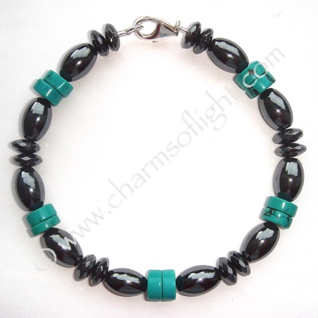 Men's Hematite & Turquoise Bracelet